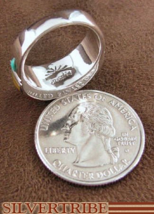 Multicolor Turquoise Jewelry Sterling Silver Ring Size 6-3/4 RS38556